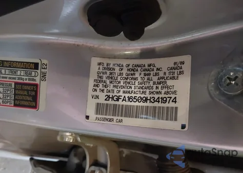 2009 Honda Civic Lx from USA, damaged, VIN 2HGFA16509H341974